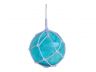 Light Blue Japanese Glass Ball Fishing Float With White Netting Decoration 12 - 2