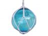 Light Blue Japanese Glass Ball Fishing Float With White Netting Decoration 8 - 3