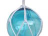 Light Blue Japanese Glass Ball Fishing Float With White Netting Decoration 8 - 2