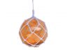 Orange Japanese Glass Ball Fishing Float With White Netting Decoration 12 - 1
