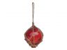 Red Japanese Glass Ball Fishing Float With Brown Netting Decoration 3 - 4