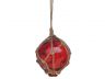 Red Japanese Glass Ball Fishing Float With Brown Netting Decoration 3 - 6