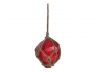 Red Japanese Glass Ball Fishing Float With Brown Netting Decoration 3 - 8