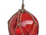 Red Japanese Glass Ball Fishing Float With Brown Netting Decoration 8 - 5