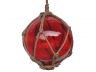 Red Japanese Glass Ball Fishing Float With Brown Netting Decoration 8 - 3