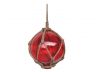 Red Japanese Glass Ball Fishing Float With Brown Netting Decoration 8 - 6