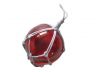 Red Japanese Glass Ball Fishing Float With White Netting Decoration 3 - 4