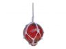 Red Japanese Glass Ball Fishing Float With White Netting Decoration 3 - 3