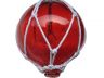 Red Japanese Glass Ball Fishing Float With White Netting Decoration 8 - 1