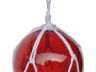 Red Japanese Glass Ball Fishing Float With White Netting Decoration 8 - 2