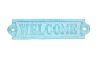 Rustic Light Blue Whitewashed Cast Iron Welcome Sign 6 - 2