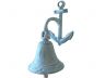 Light Blue Whitewashed Cast Iron Wall Hanging Anchor Bell 8 - 1