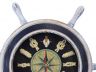 Wooden Rustic White and Blue Ship Wheel Knot Faced Clock 12 - 7