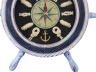 Wooden Rustic White and Blue Ship Wheel Knot Faced Clock 12 - 5
