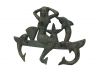 Antique Seaworn Bronze Cast Iron Wall Mounted Mermaid with Dolphin Hooks 9 - 2