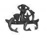 Rustic Silver Cast Iron Wall Mounted Mermaid with Dolphin Hooks 9 - 3
