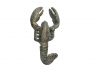 Antique Seaworn Bronze Cast Iron Wall Mounted Lobster Hook 5 - 1