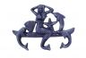 Rustic Dark Blue Cast Iron Wall Mounted Mermaid with Dolphin Hooks 9 - 1