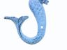 Rustic Dark Blue Whitewashed Cast Iron Decorative Mermaid Hook 6 - 4