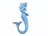 Rustic Dark Blue Whitewashed Cast Iron Decorative Mermaid Hook 6 - 3
