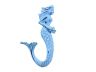 Rustic Dark Blue Whitewashed Cast Iron Decorative Mermaid Hook 6 - 1