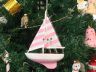 Wooden Pretty in Pink Model Sailboat Christmas Tree Ornament - 2