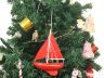 Wooden Red Sea Model Sailboat Christmas Tree Ornament - 2