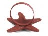 Red Whitewashed Cast Iron Starfish Napkin Ring 3 - set of 2 - 3