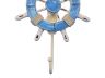 Rustic Light Blue and White Decorative Ship Wheel With Hook 8 - 3