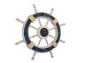 Rustic Dark Blue and White Decorative Ship Wheel 24 - 5