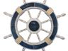 Rustic Dark Blue and White Decorative Ship Wheel 24 - 4