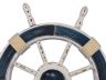 Rustic Dark Blue and White Decorative Ship Wheel 24 - 3
