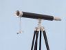 Floor Standing Brushed Nickel With Leather Harbor Master Telescope 60 - 3