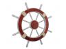 Wooden Rustic Red and White Decorative Ship Wheel 30 - 5