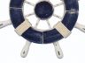 Rustic Dark Blue and White Decorative Ship Wheel 9 - 1