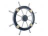 Wooden Rustic Dark Blue and White Decorative Ship Wheel 30 - 5