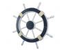 Wooden Rustic Dark Blue and White Decorative Ship Wheel 30 - 2