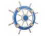 Rustic Light Blue and White Decorative Ship Wheel 24 - 5