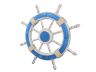 Rustic Light Blue and White Decorative Ship Wheel 24 - 2