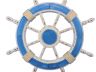 Rustic Light Blue and White Decorative Ship Wheel 24 - 4