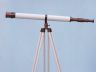 Floor Standing Antique Copper With White Leather Galileo Telescope 65 - 1