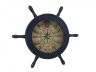 Wooden Rustic Dark Blue Ship Wheel Knot Faced Clock 12 - 5