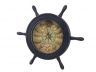 Wooden Rustic Dark Blue Ship Wheel Knot Faced Clock 12 - 3