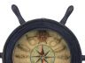 Wooden Rustic Dark Blue Ship Wheel Knot Faced Clock 12 - 4