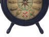 Wooden Rustic Dark Blue Ship Wheel Knot Faced Clock 12 - 2