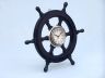 Deluxe Class Dark Blue Wood and Chrome Pirate Ship Wheel Clock 18 - 10