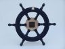 Deluxe Class Dark Blue Wood and Chrome Pirate Ship Wheel Clock 18 - 6