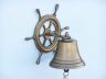 Antique Brass Hanging Ship Wheel Bell 7 - 2