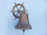 Antique Brass Hanging Ship Wheel Bell 18 - 2