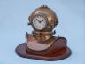 Antique Brass Decorative Divers Helmet Clock on Rosewood Base 12 - 4